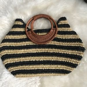 Vintage striped straw handbag